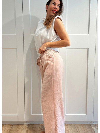 Pantalón Casual Efecto Lino PRAIRIE Rosa HEVE