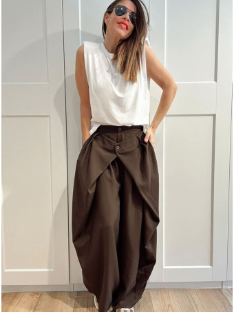 Pantalón Balloon Doble Botón RINLEY Marrón HEVE