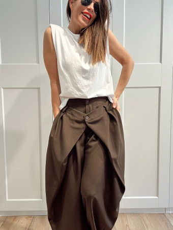 Pantalón Balloon Doble Botón RINLEY Marrón HEVE