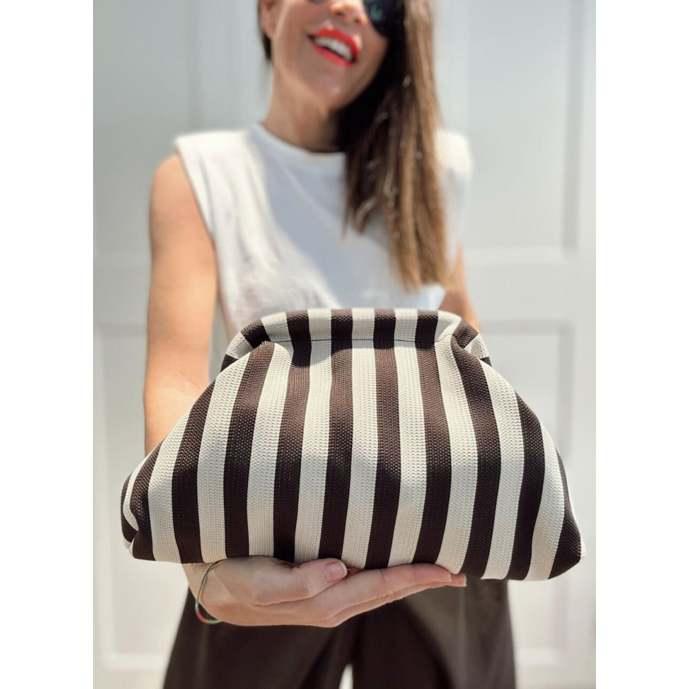 Bolso Lona Frame Bag Rayas Marrón HEVE
