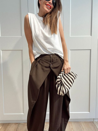 Bolso Lona Frame Bag Rayas Marrón HEVE