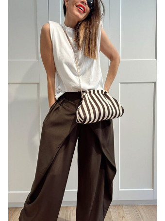 Bolso Lona Frame Bag Rayas Marrón HEVE