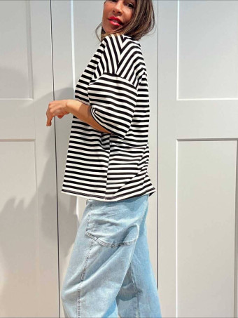 Camiseta Oversize Rayas MARELO Negro HEVE