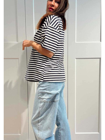 Camiseta Oversize Rayas MARELO Marino HEVE