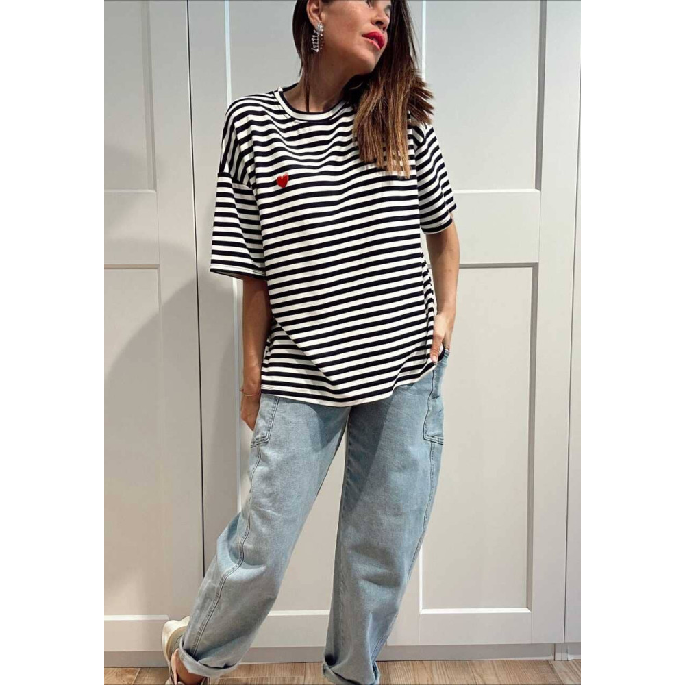 Camiseta Oversize Rayas MARELO Marino HEVE