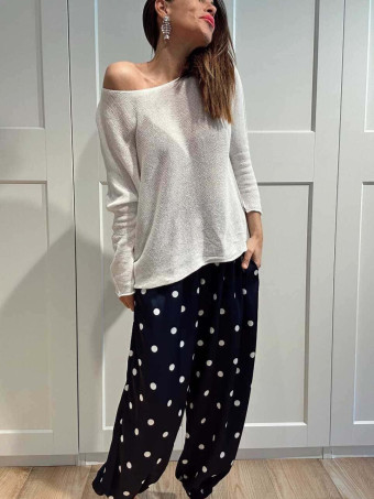 Pantalón Satinado Lunares CAMYRA Marino HEVE