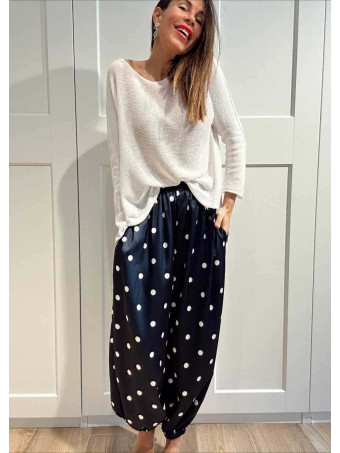 Pantalón Satinado Lunares CAMYRA Marino HEVE