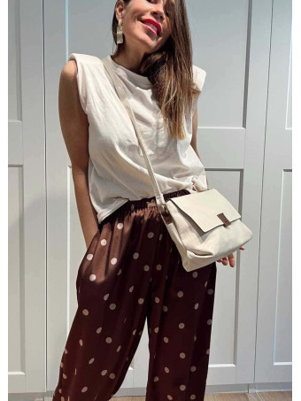 Pantalón Satinado Lunares CAMYRA Marrón HEVE