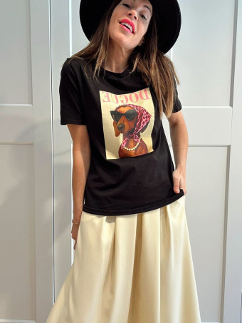 Camiseta Gráfica Algodón PAWTITUDE Negro HEVE