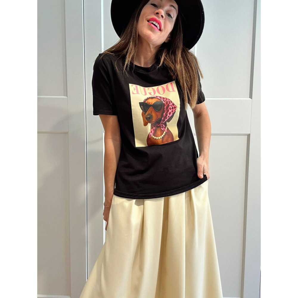 Camiseta Gráfica Algodón PAWTITUDE Negro HEVE