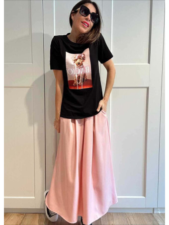 Camiseta Gráfica Algodón PUPPY ROLLERS Negro HEVE