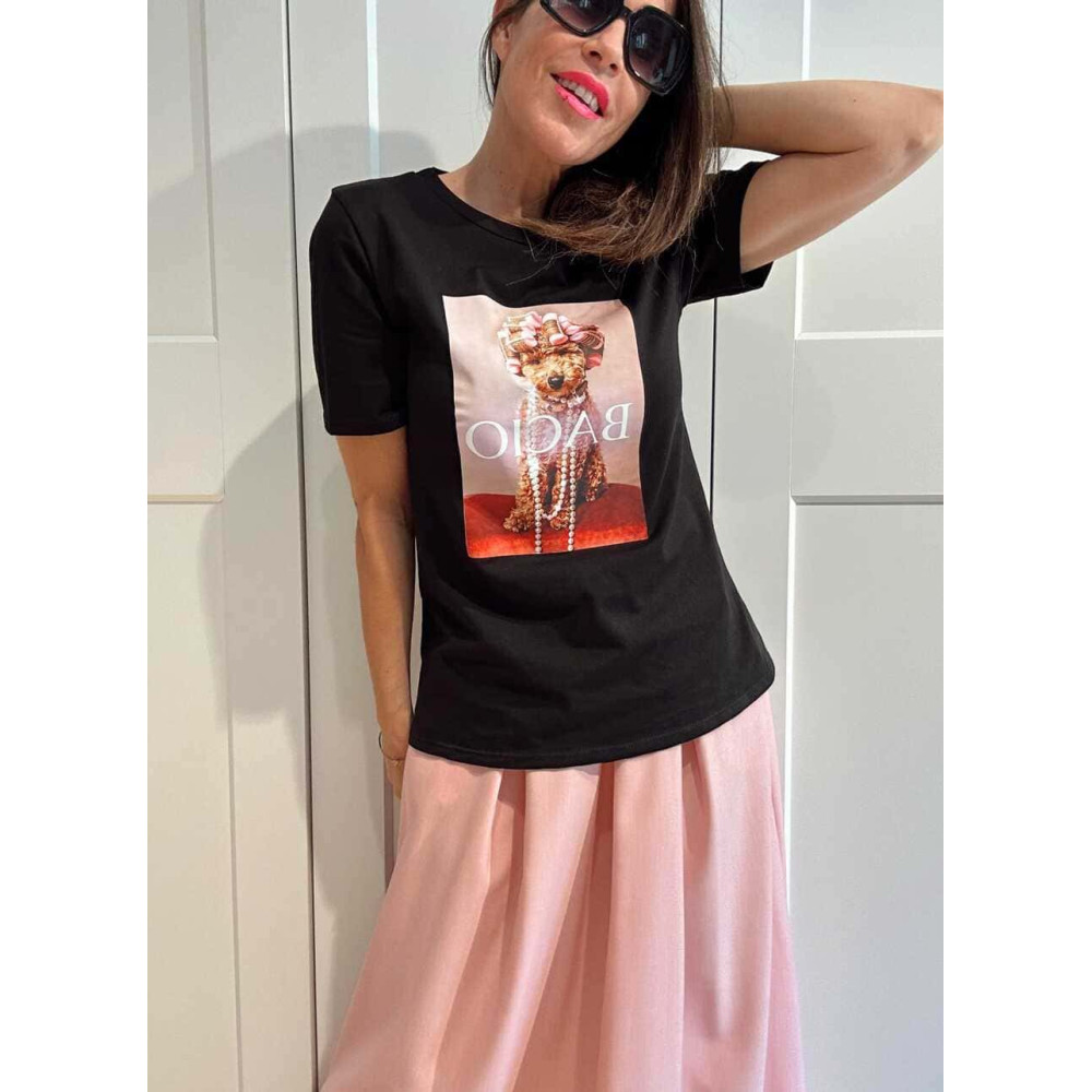 Camiseta Gráfica Algodón PUPPY ROLLERS Negro HEVE