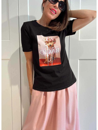 Camiseta Gráfica Algodón PUPPY ROLLERS Negro HEVE