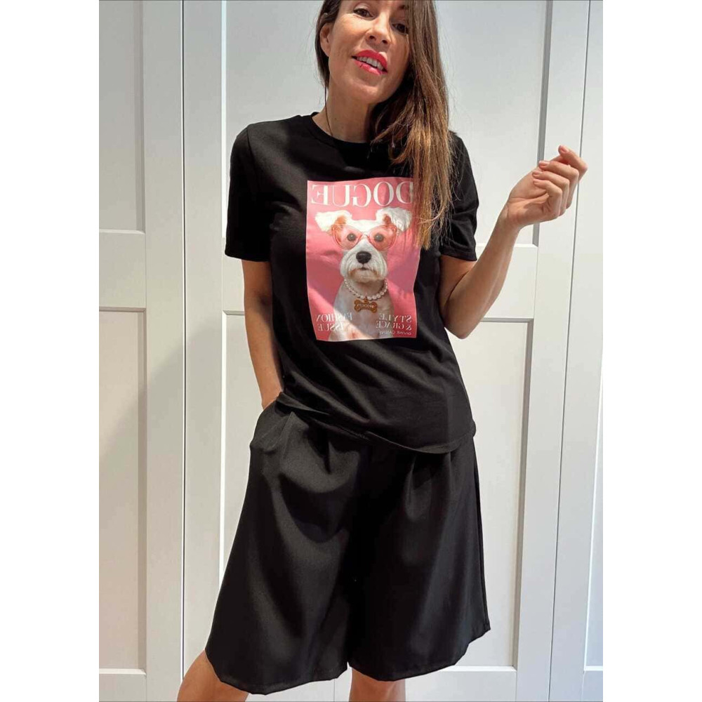 Camiseta Gráfica Algodón PUPPY´N´PINK Negro HEVE