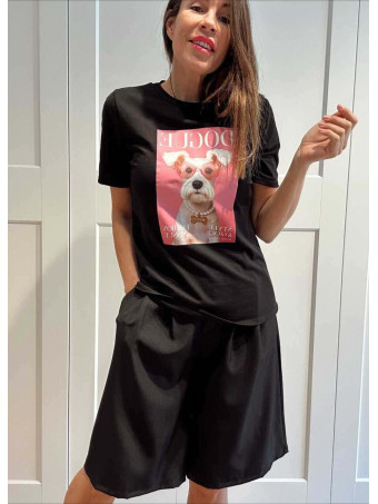 Camiseta Gráfica Algodón PUPPY´N´PINK Negro HEVE