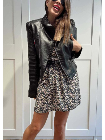 Cazadora Biker Efecto Piel MAWLER Negro HEVE