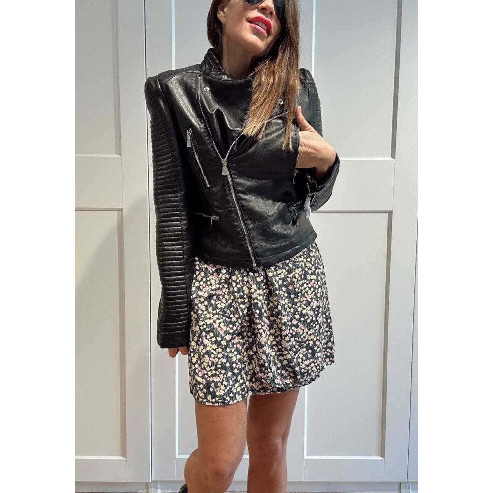 Cazadora Biker Efecto Piel MAWLER Negro HEVE