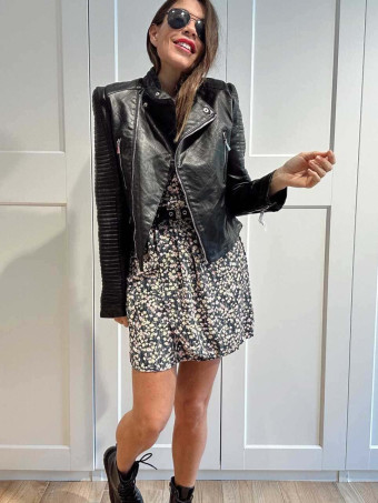 Cazadora Biker Efecto Piel MAWLER Negro HEVE