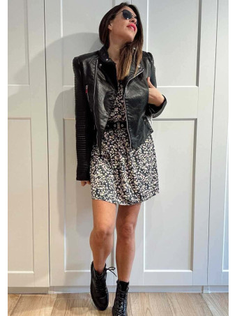 Cazadora Biker Efecto Piel MAWLER Negro - PETIT HEVE