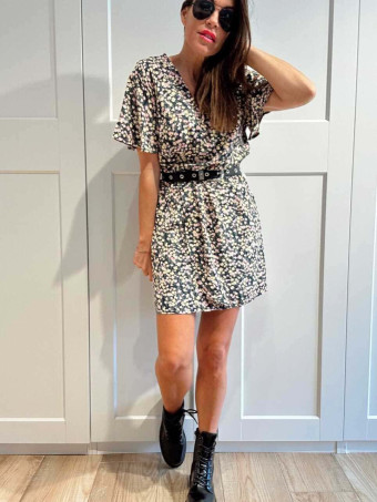 Vestido Cruzado Estampado Floral MELISANDE Negro HEVE