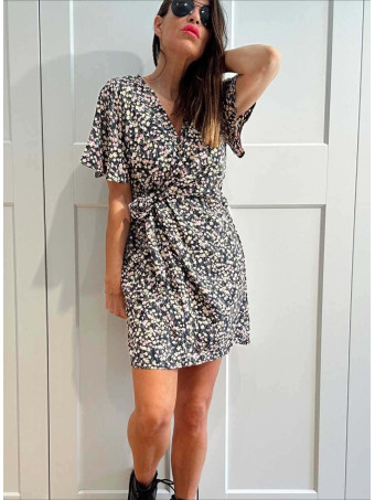 Vestido Cruzado Estampado Floral MELISANDE Negro HEVE