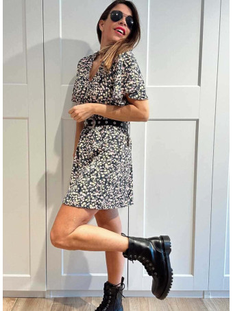 Vestido Cruzado Estampado Floral MELISANDE Negro HEVE