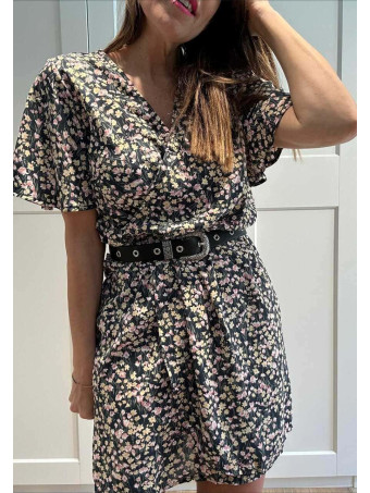 Vestido Cruzado Estampado Floral MELISANDE Negro HEVE