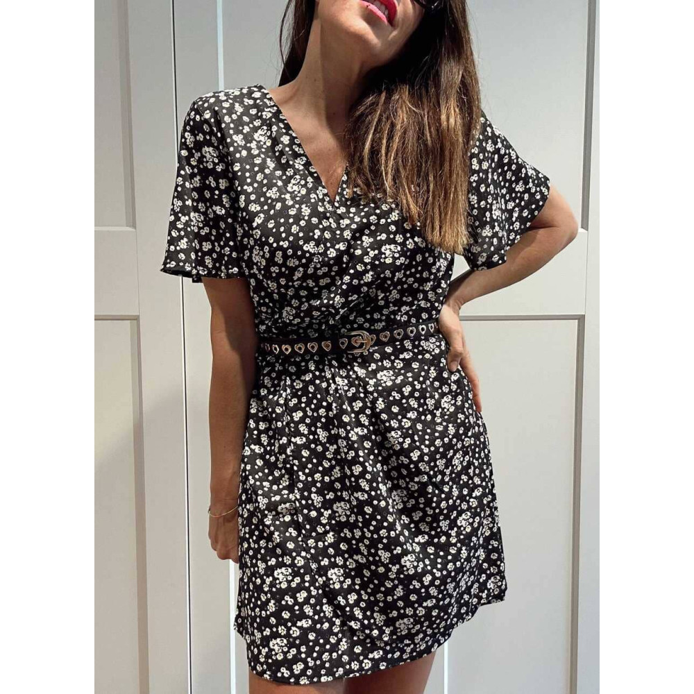 Cinturón Fino Eyelets Corazones Negro/Oro HEVE