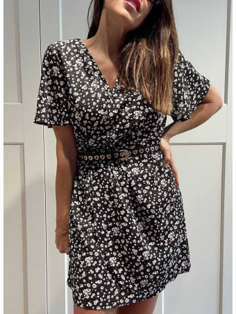 Cinturón Fino Eyelets Corazones Negro/Oro HEVE