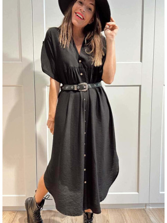 Vestido Camisero Oversize ALOREN Negro HEVE