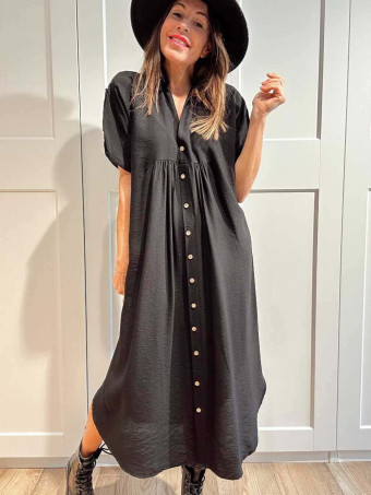 Vestido Camisero Oversize ALOREN Negro HEVE