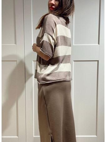 Cárdigan Manga Corta Rayas KALNIA Taupe HEVE