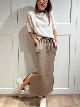 Punto Manga Corta Rayas LEENEKE Beige HEVE