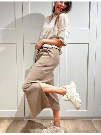 Punto Manga Corta Rayas LEENEKE Beige HEVE