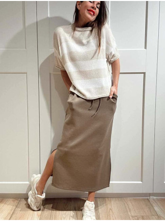 Punto Manga Corta Rayas LEENEKE Beige HEVE