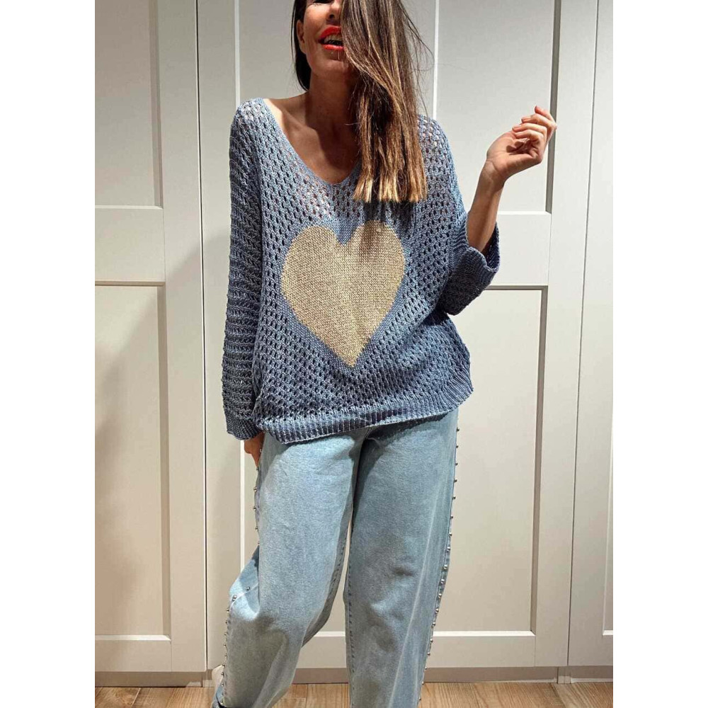 Punto Calado Corazón KEYLOVE Azul Jean HEVE