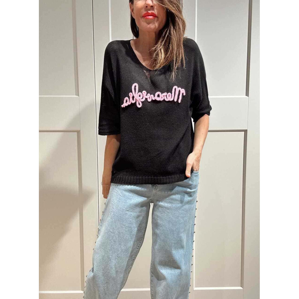 Punto Manga Corta MERAVIGLIA Negro HEVE