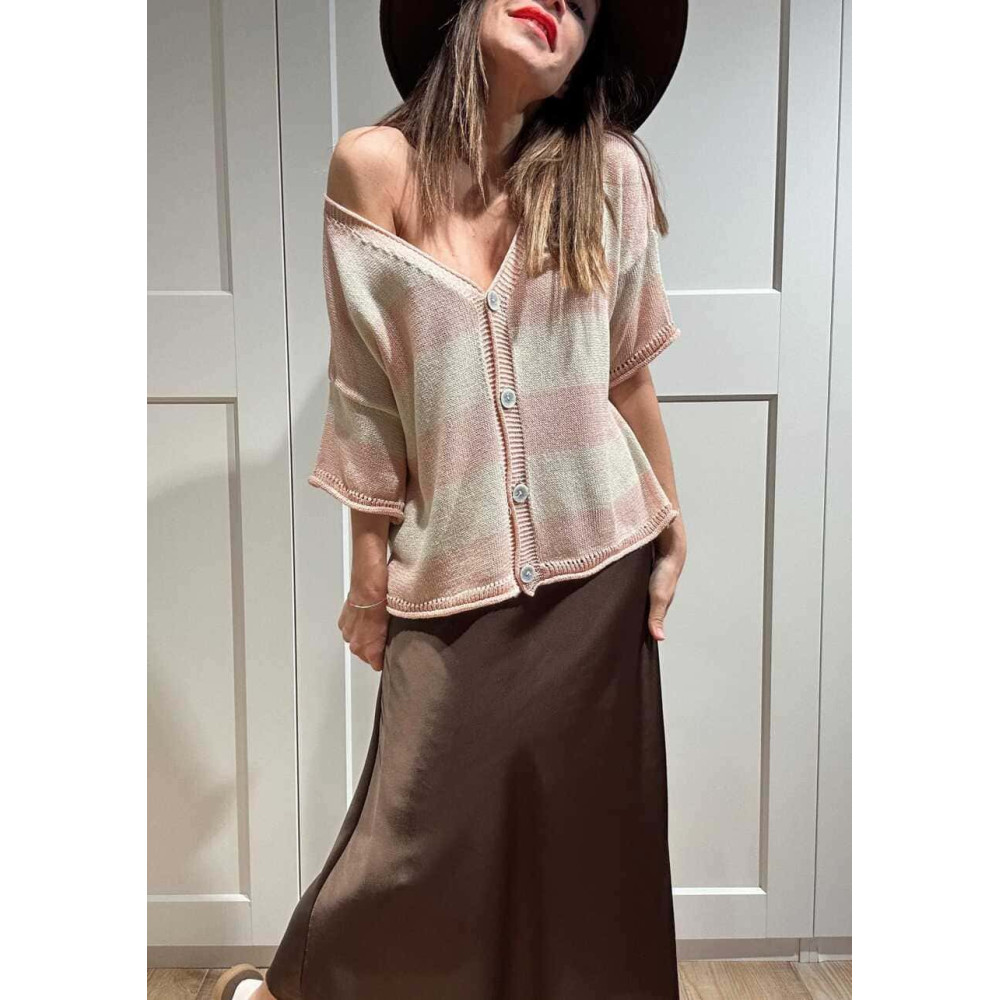 Cárdigan Manga Corta Rayas KALNIA Rosa HEVE