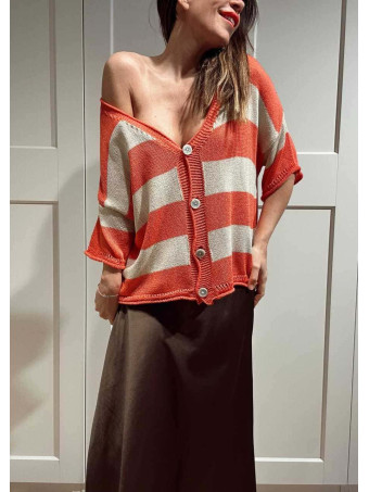 Cárdigan Manga Corta Rayas KALNIA Coral HEVE