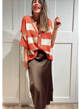 Cárdigan Manga Corta Rayas KALNIA Coral HEVE