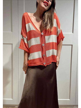 Cárdigan Manga Corta Rayas KALNIA Coral HEVE