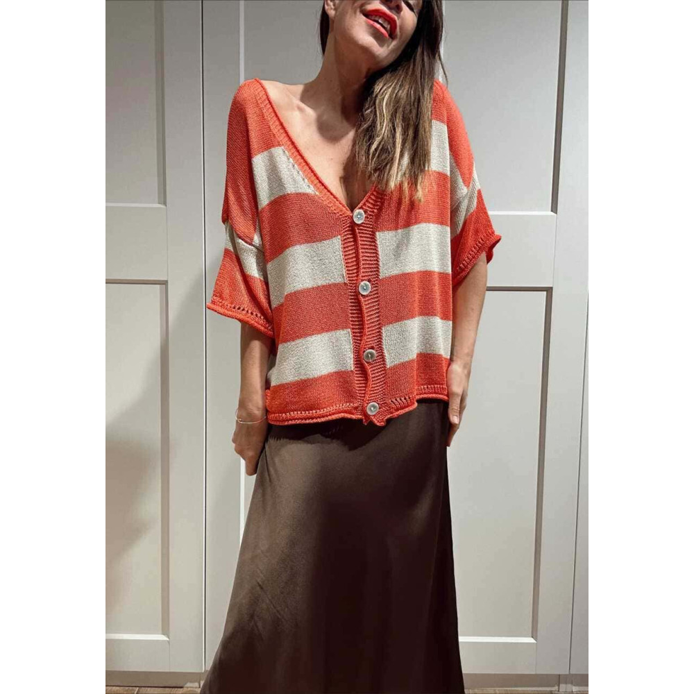 Cárdigan Manga Corta Rayas KALNIA Coral HEVE