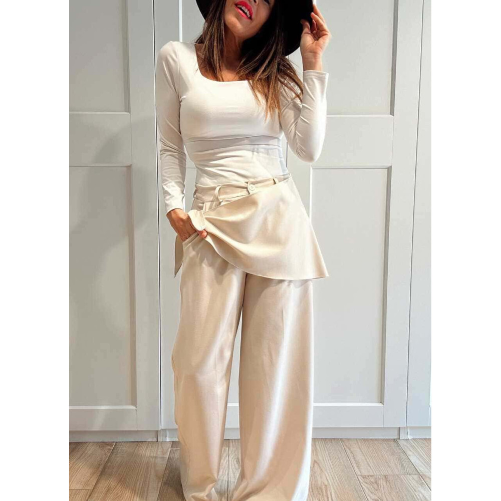 Pantalón Tailoring con Pareo WEIRO Beige HEVE