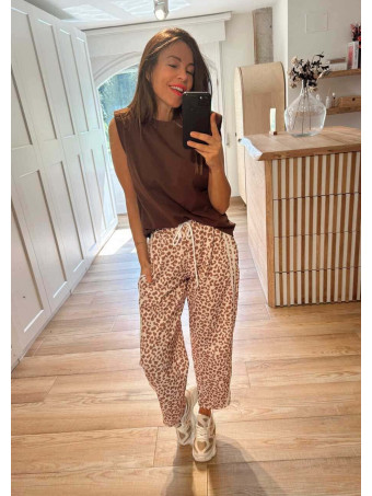 Pantalón Balloon Animal Print SIROKA Beige HEVE