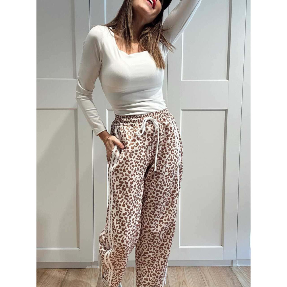 Pantalón Balloon Animal Print SIROKA Beige HEVE