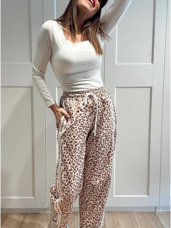 Pantalón Balloon Animal Print SIROKA Beige HEVE