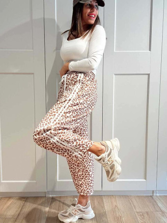 Pantalón Balloon Animal Print SIROKA Beige HEVE
