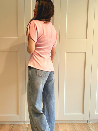 Cuerpo Asimétrico Manga Abullonada TOURAG Rosa HEVE