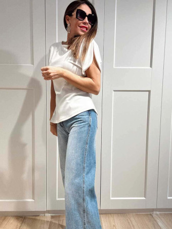 Cuerpo Asimétrico Manga Abullonada TOURAG Blanco HEVE