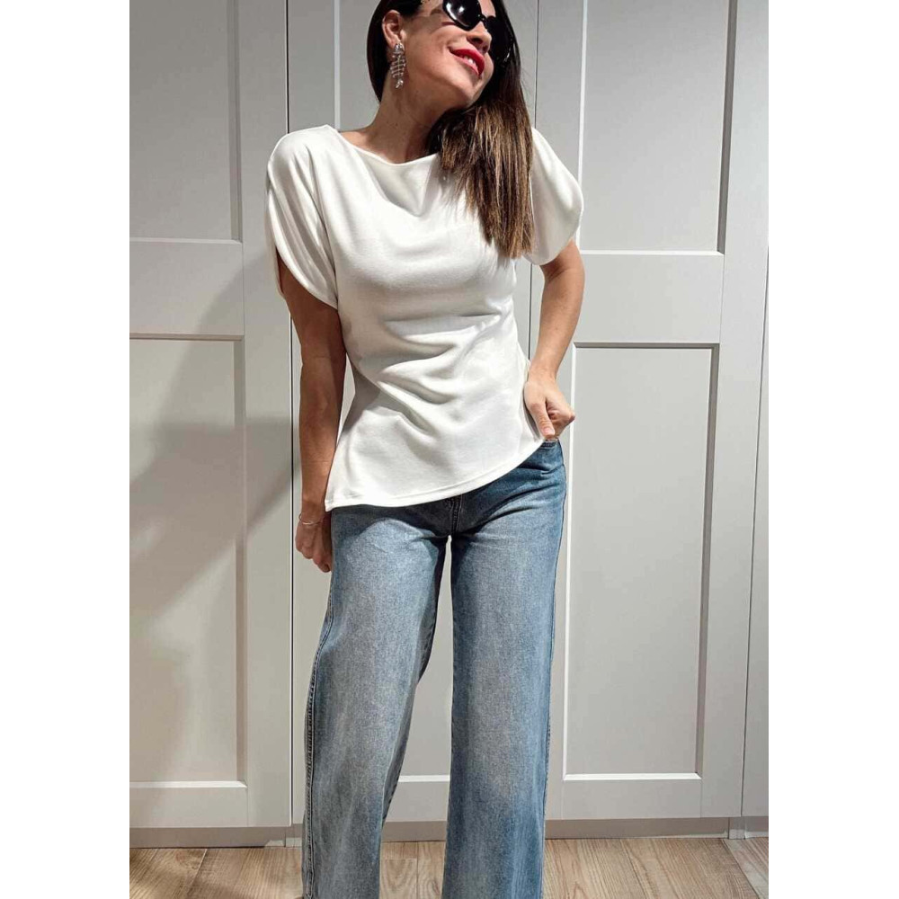 Cuerpo Asimétrico Manga Abullonada TOURAG Blanco HEVE